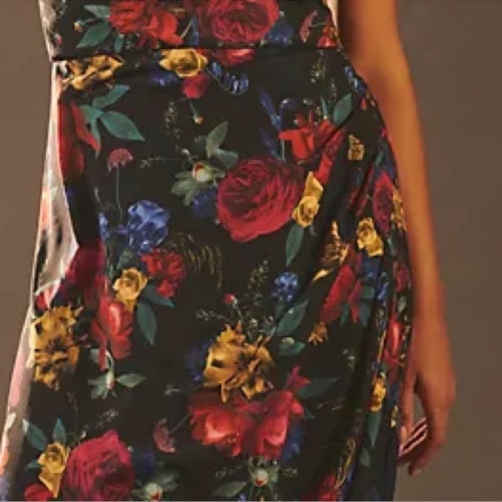 Anthropologie Hutch Floral Pleated Maxi Dress Black Red Size 18W NWT - Picture 5 of 11